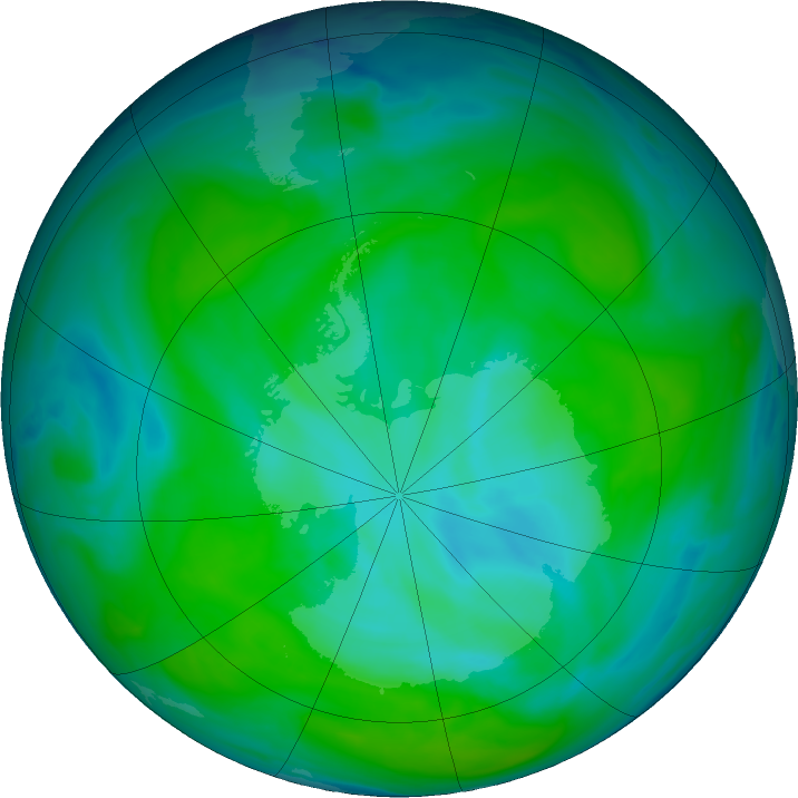Antarctic ozone map for 27 December 2018